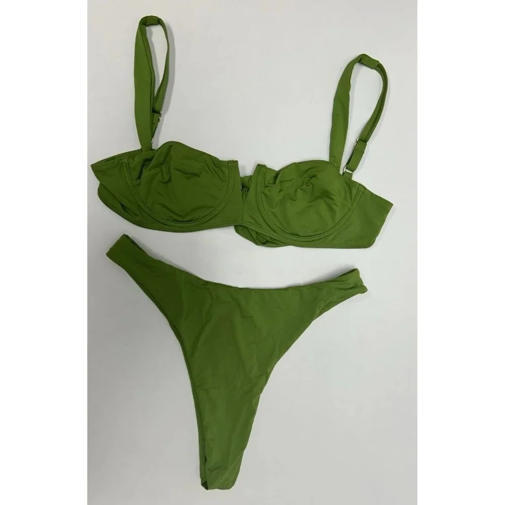 Monday Swimwear Olive Green Underwire Bikini Set